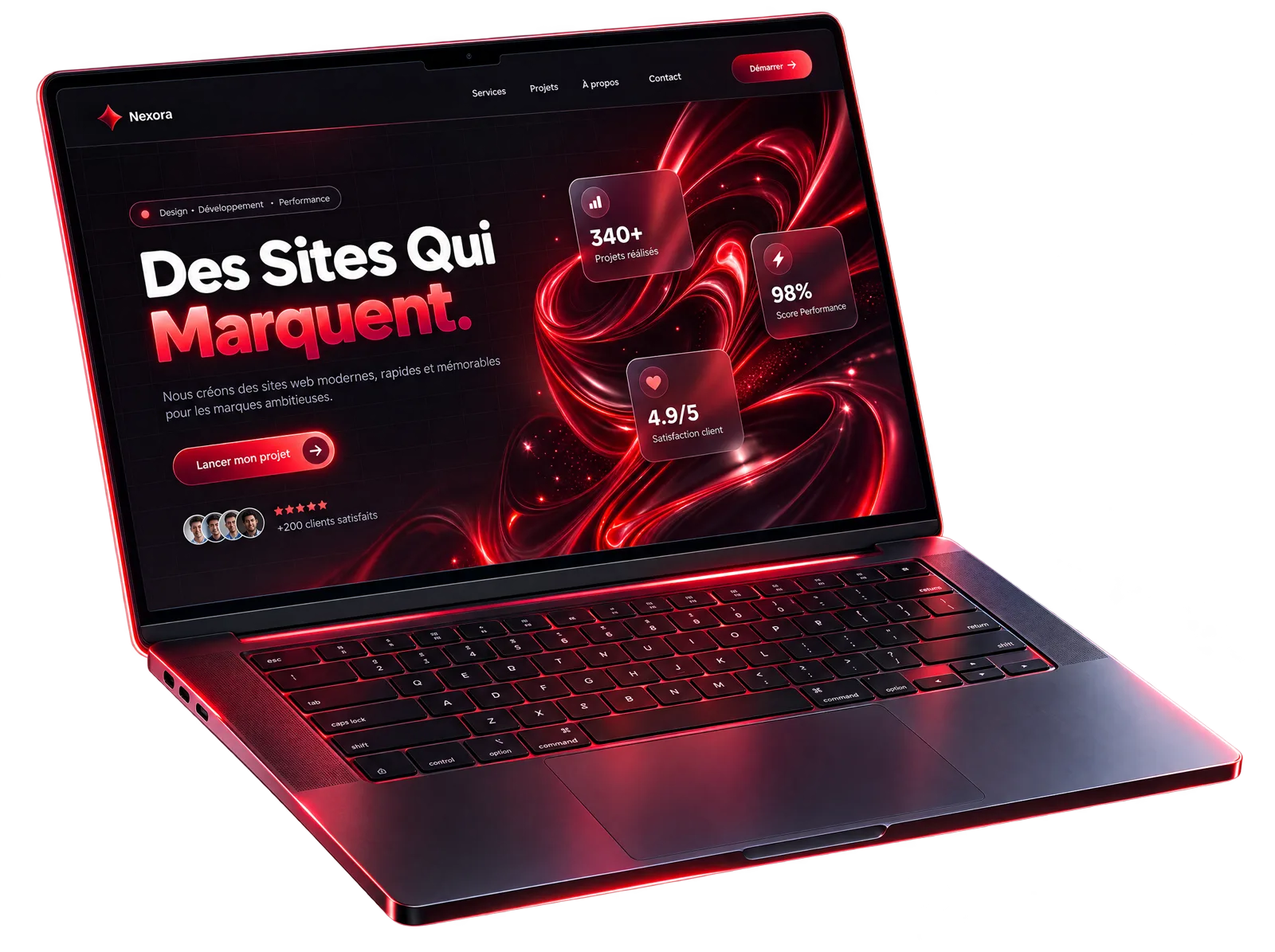 Ordinateur portable affichant une interface web moderne